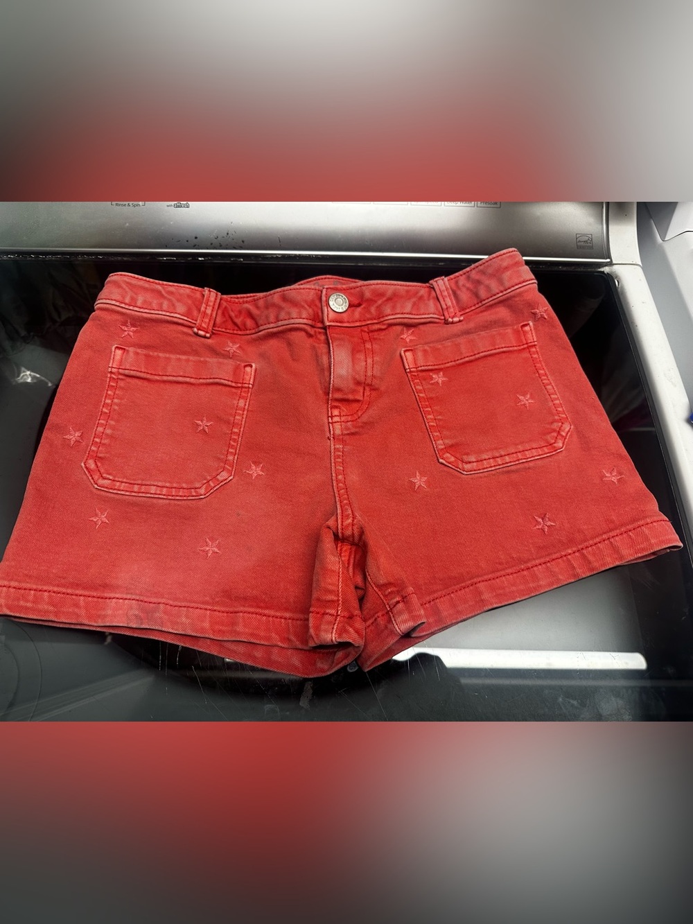 Cat & Jack Red Star-Embroidered Jean Shorts